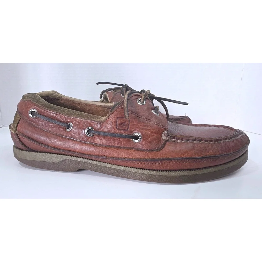 Sperry Top-Sider Mako Collection Brown Leather Boat Shoes Deck Shoes 9.5 CALLOUT